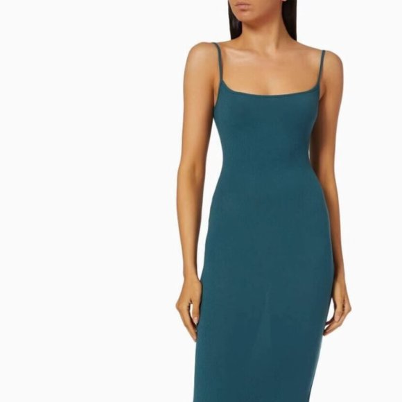 RARE Skims Ribbed Soft Lounge Long Slip Dress Maxi - Teal - Picture 5 of 8